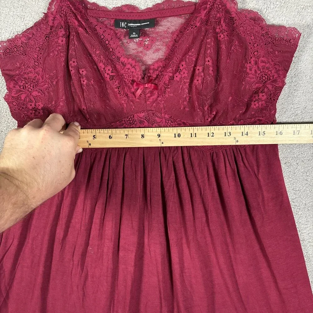 INC Intimates Babydoll Nightie Lace‎ Women’s Size XL Burgundy Romantic Fairycore
